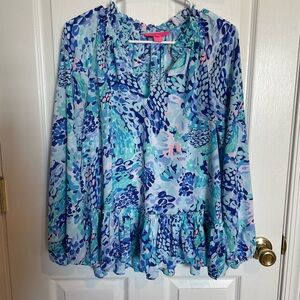Lilly Pulitzer Vibrant Blue and Pink Blouse